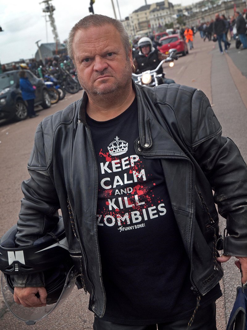 Tough guy wearing leather jacket